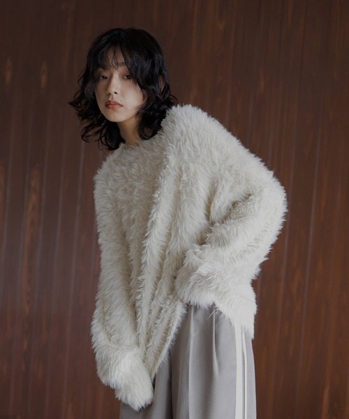 hellam（ヘラム） ニット セーター シャギー クルーネックニットプル