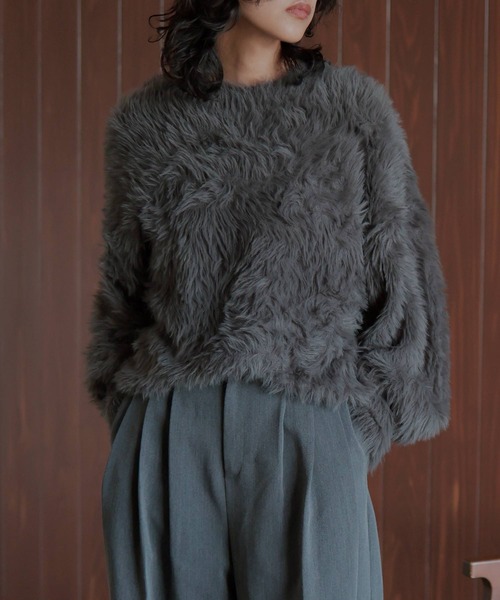 hellam（ヘラム） ニット セーター シャギー クルーネックニットプル