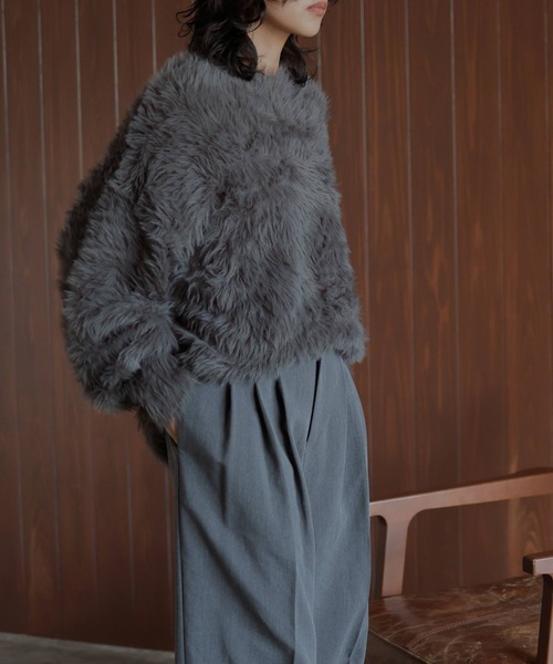 hellam（ヘラム） ニット セーター シャギー クルーネックニットプル