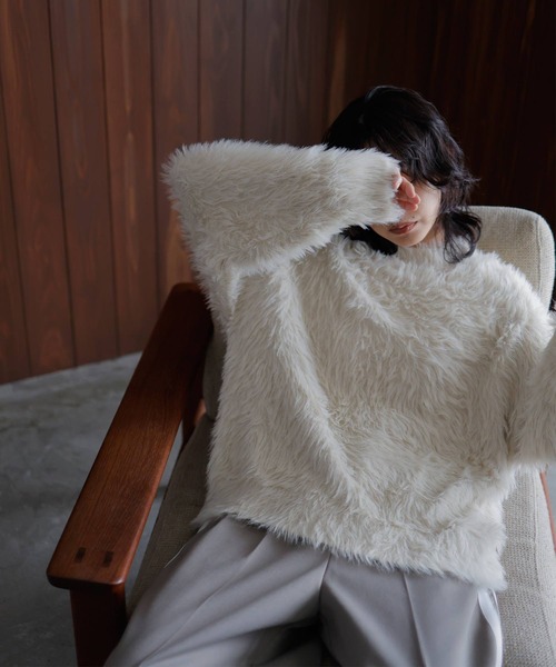 hellam（ヘラム） ニット セーター シャギー クルーネックニットプル