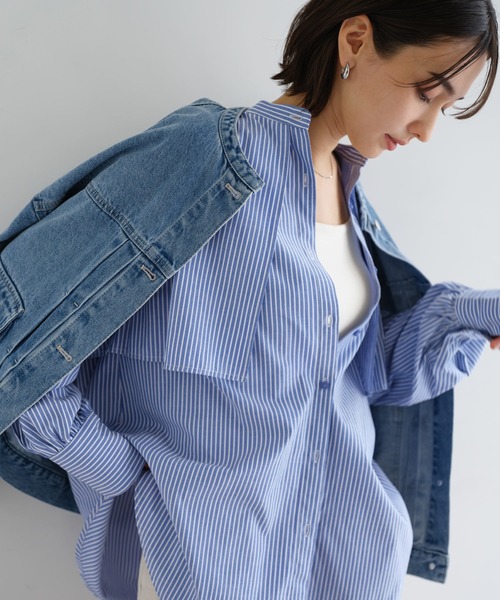 andme（アンドミー） ブラウス シャツ ケープ付き長袖シャツブラウス