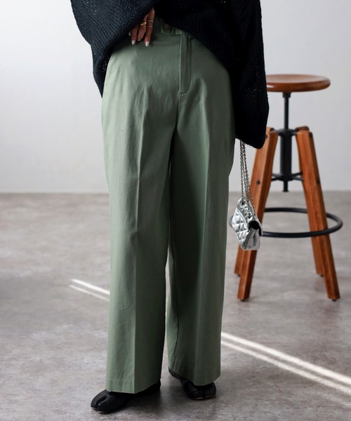 Bonjour Sagan スラックス パンツ ツイルストレートパンツ レディース