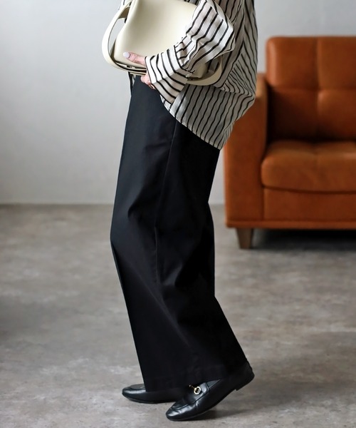 Bonjour Sagan スラックス パンツ ツイルストレートパンツ レディース