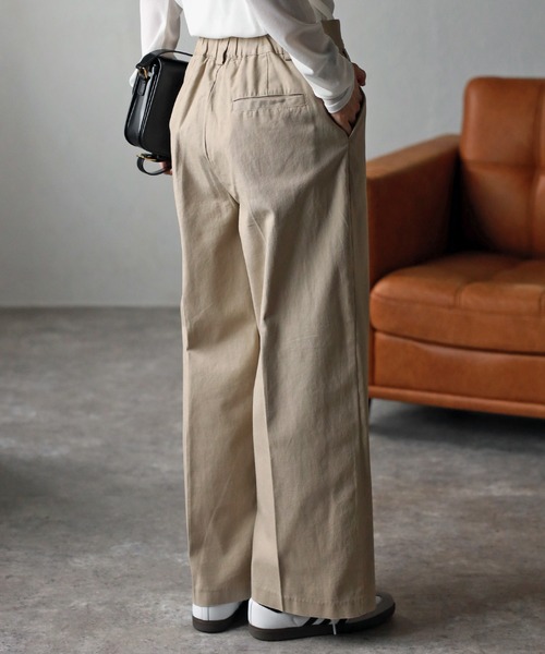 Bonjour Sagan スラックス パンツ ツイルストレートパンツ レディース