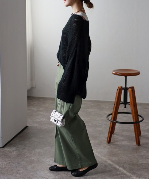 Bonjour Sagan スラックス パンツ ツイルストレートパンツ レディース