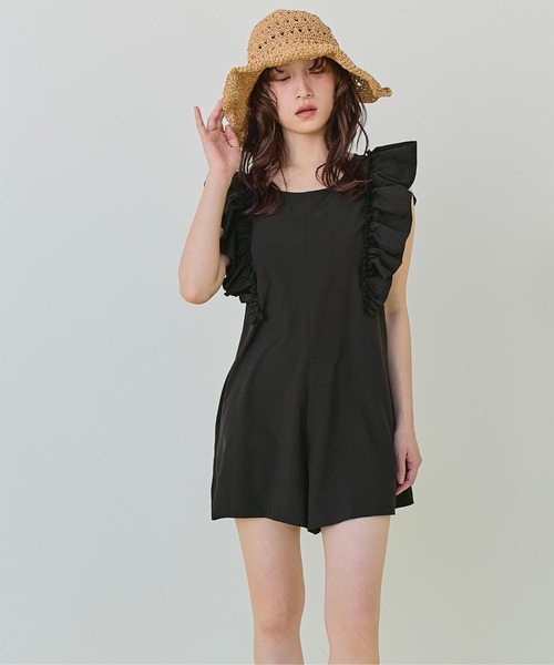yori 水着　2024ss ショルダーフリルオールインワン　ダークグレー ショルダーフリルオールインワン/ワンピース水着【SEADRESS