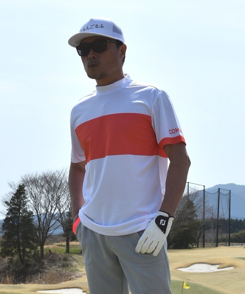デヴァローゴルフ deveroux リブモックネックシャツ L ネオンカラー