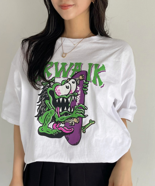 Ada. tシャツ AIR WALK ピグメント加工 半袖 プリント モンスター T