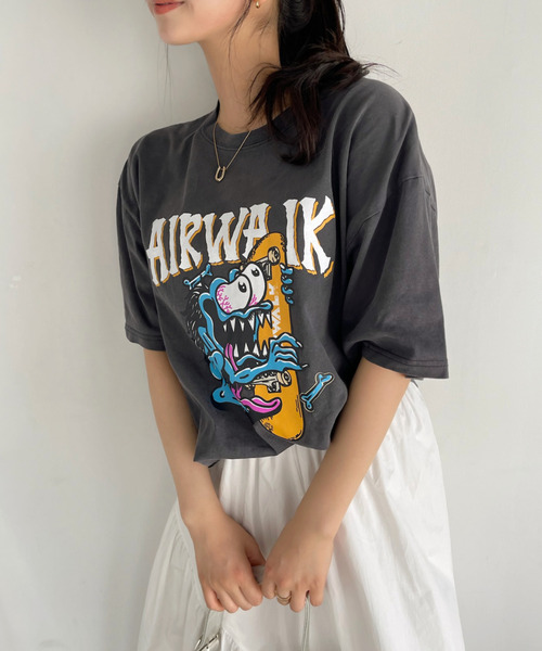 Ada. tシャツ AIR WALK ピグメント加工 半袖 プリント モンスター T