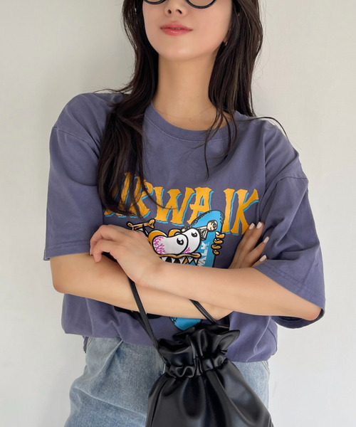 Ada. tシャツ 半袖 AIR WALK ピグメント加工 半袖 プリント モンスター