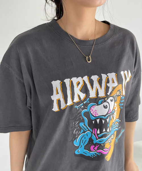 Ada. tシャツ AIR WALK ピグメント加工 半袖 プリント モンスター T
