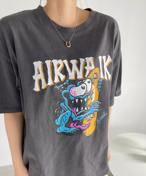 Ada. tシャツ AIR WALK ピグメント加工 半袖 プリント モンスター T