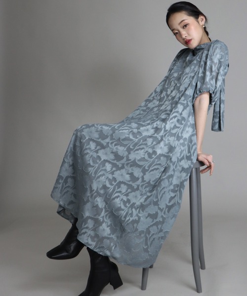 J by blue」 半袖ワンピース MEDIUM ブルーグレー レディース 