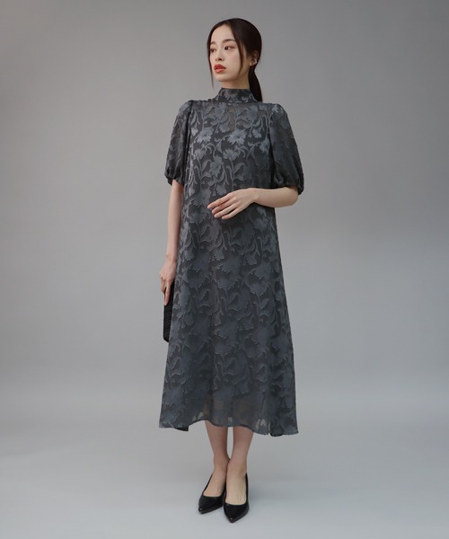 J by blue」 半袖ワンピース MEDIUM ブルーグレー レディース 
