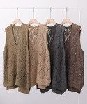 ベスト ジレ ロングシーズン大活躍Vネックダイ...の詳細画像1