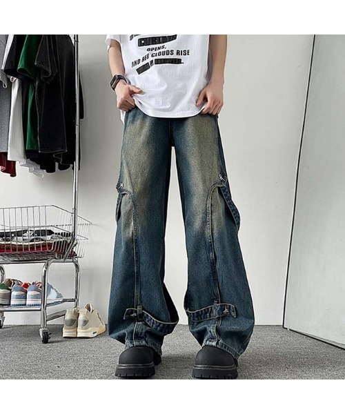 ラグスタイル LUXSTYLE ヴィンテージ加工ワイドデニムパンツ