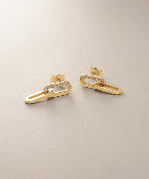 COCOSHNIK（ココシュニック） ピアス K10ダイヤモンド ケーブル 