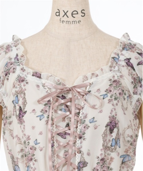 axes femme（アクシーズ ファム） ワンピース パピヨンローズ柄編上