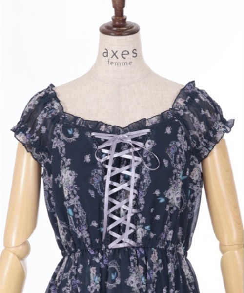 axes femme（アクシーズ ファム） ワンピース パピヨンローズ柄編上