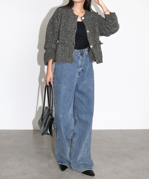 ケイミー　ショート丈カーディガン　ジャケット White Kanazawa Short Cardigan– kay me