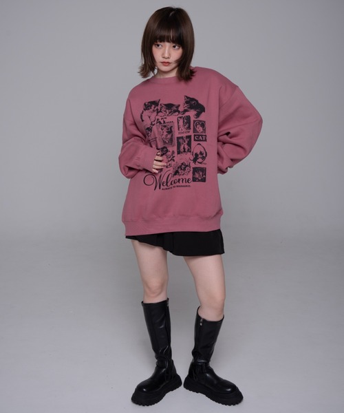 トレーナー スウェット 「mahagrid/マハグリッド」 CAT COLLAGE SWEATSHIRT/キャットカレッジスエットシャツ レディース MAHAGRID トレーナー スウェット 「mahagrid/マハグリッド」 CAT