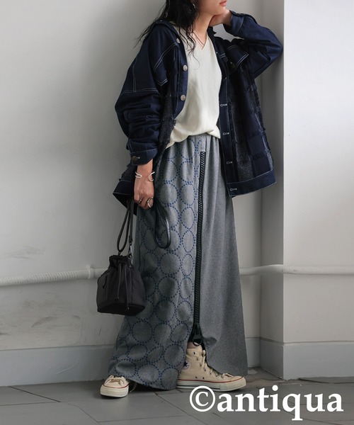 antiqua スカート ドットビッグジッパースカート : ZOZOTOWN