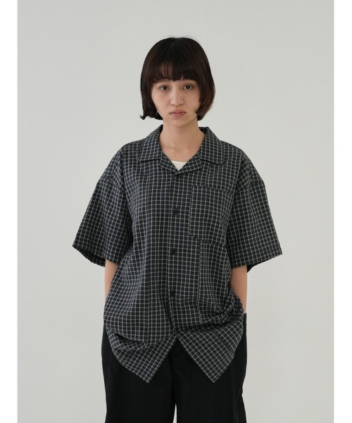 メンズ チェック柄シャツ オープンカラーシャツ 開襟シャツa1150 Bargiee シャツ オープンカラー 開襟シャツ 半袖 ユニセックス