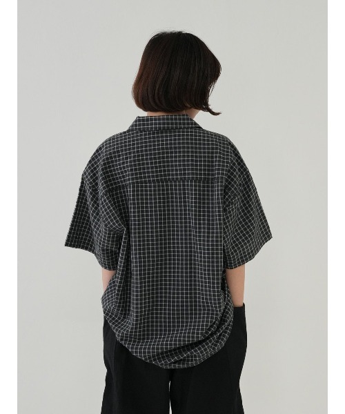 メンズ チェック柄シャツ オープンカラーシャツ 開襟シャツa1150 Bargiee シャツ オープンカラー 開襟シャツ 半袖 ユニセックス