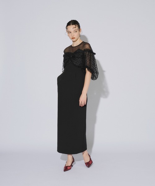 【ANDRESD】フロッキードットワンピース　L ANDRESD ドレス flocky dot one piece フロッキードット