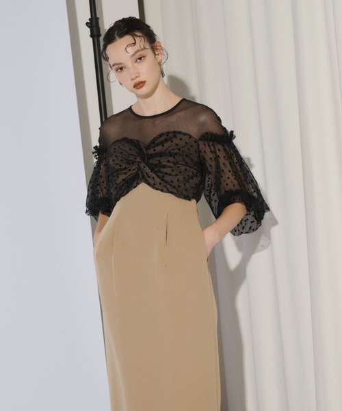 【ANDRESD】フロッキードットワンピース ANDRESD ドレス flocky dot one piece フロッキードット