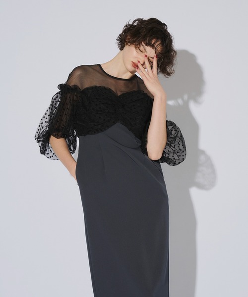 ANDRESD ドレス flocky dot one piece フロッキードット
