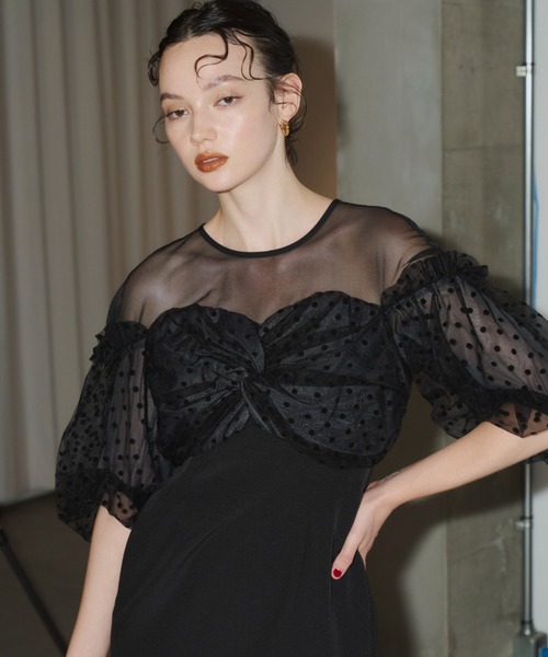 【ANDRESD】フロッキードットワンピース ANDRESD ドレス flocky dot one piece フロッキードット