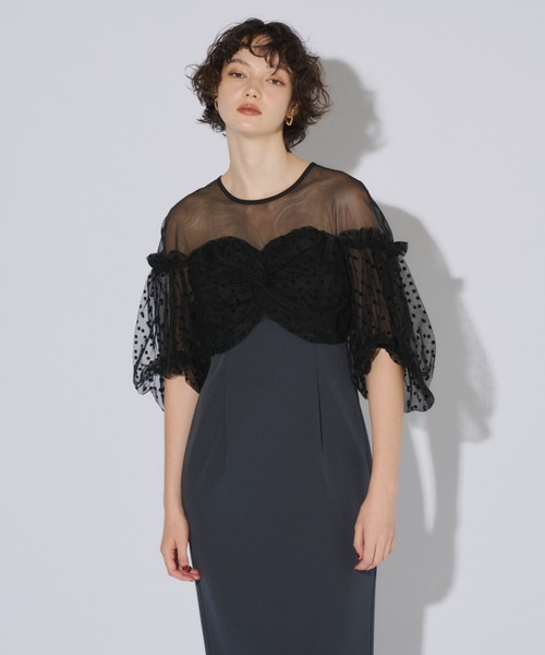 ANDRÉSD アンドレスド flocky dot onepiece ブラック flocky dot one piece | ANDRESD