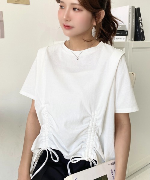 tシャツ M1663 ドロップショルダータックＴ レディース Amazon.co.jp: 女性の T シャツ 太陽＆月プリント ドロップ