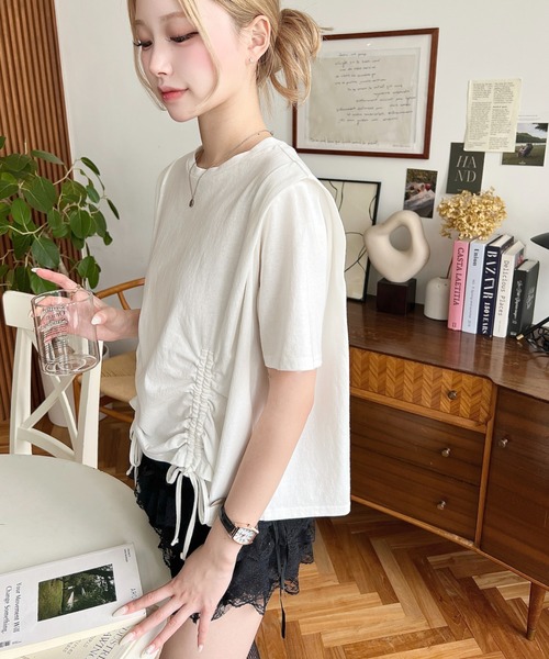 tシャツ タックショルダーリラックスTEE レディース タックショルダーリラックスTEE(FREE WHITE): : ウィメンズ