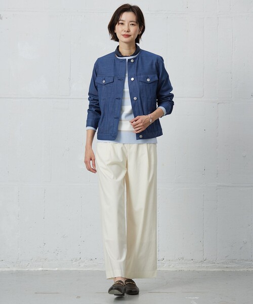 J.PRESS ニット セーター 「洗える」Rayon Stretch Border