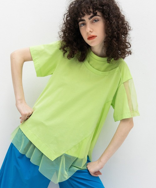 tシャツ アシンメトリーシアーパーツＴシャツ レディース