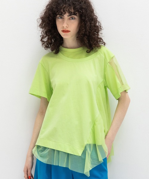 【新品・未使用】AULAAILA シアーアシンメトリーTシャツ AULA AILA tシャツ アシンメトリーシアーパーツTシャツ