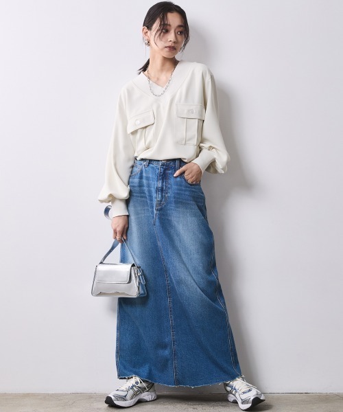 ブラウス シャツ 衿リブブラウス 「大きいサイズ有」シックスタイル レディース CHIC STYLE ブラウス シャツ 衿リブブラウス 「大きいサイズ有