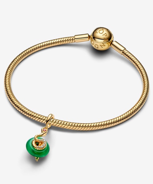 PANDORA チャーム スネーク グリーン ムラノ ガラス ダングル