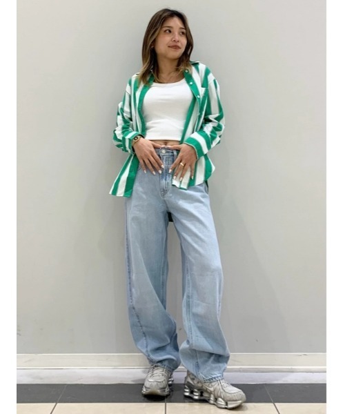 GAP ハイライズ ウルトラソフトデニム ストライプバレル ハイライズ ウルトラソフトデニム ストライプバレル