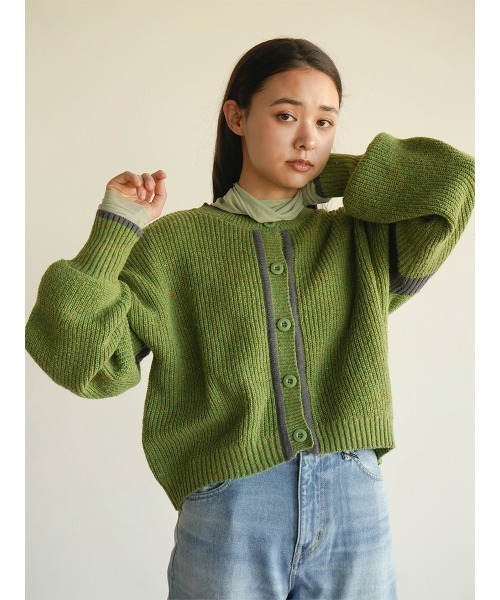 カーディガン Mix knit cardigan レディース