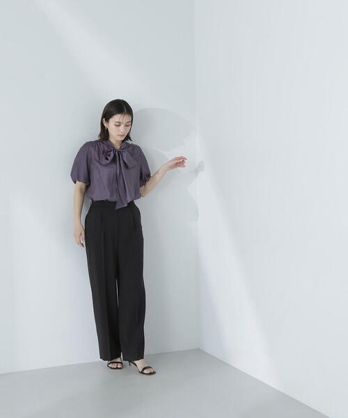 NATURAL BEAUTY BASIC ブラウス シャツ シアーボリュームリボン