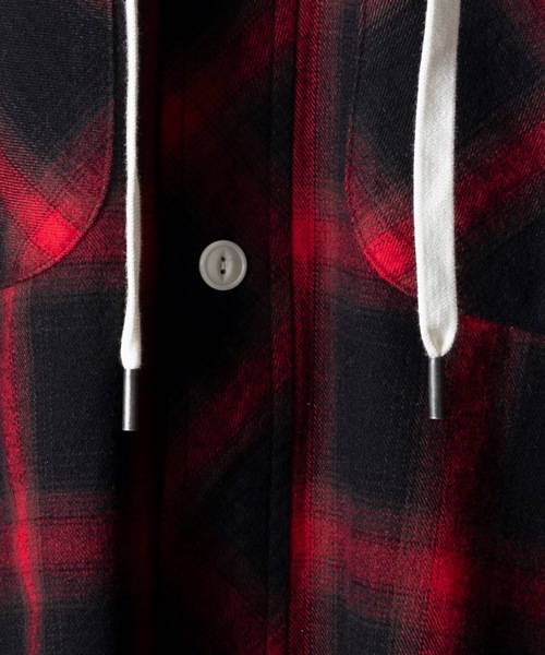 NUMBER (N)INE シャツ COTTON TWILL OMBRE CHECK HOODIE SHIRT