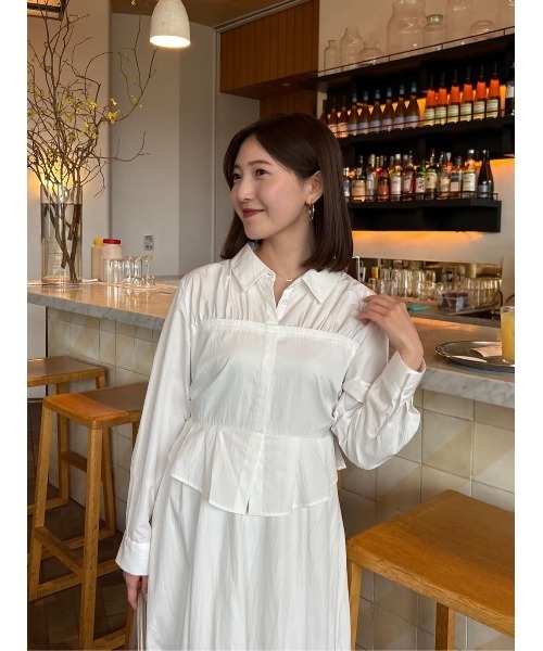Peplum Poplin Shirt Dress