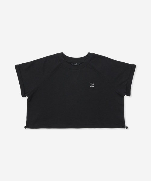 tシャツ 「Hurley/ハーレー」レディーススウェットショートトップス　ヨガ　フィッットネス　TERRY ICON DRAW CORD TOPS レ Hurley tシャツ 「Hurley/ハーレー」レディーススウェット