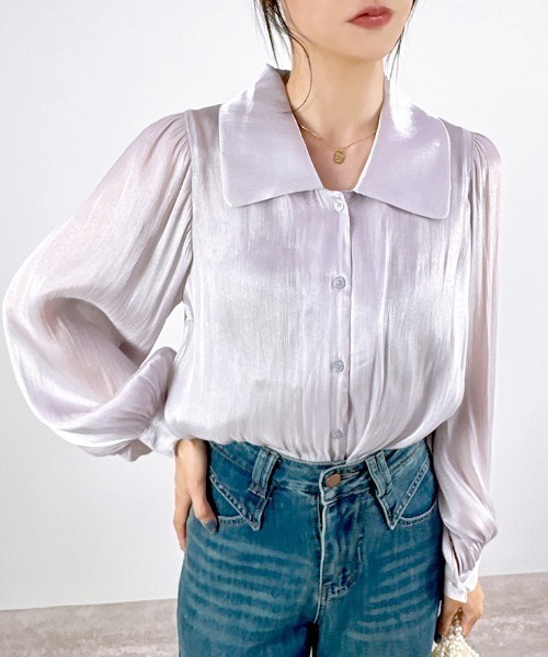 CLOTHY ブラウス シャツ 「艶やかなシアー素材で上品な抜け感