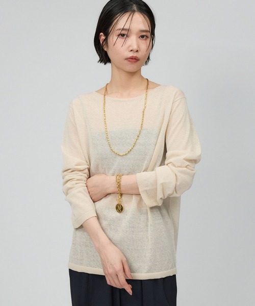 tシャツ リネン混ロングスリーブ レディース