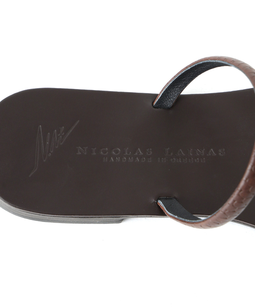 たーこ新品NICOLAS LAINAS BROWNSNAKE SANDAL 未使用NICOLAS LAINAS BROWN SNAKE SANDAL38
