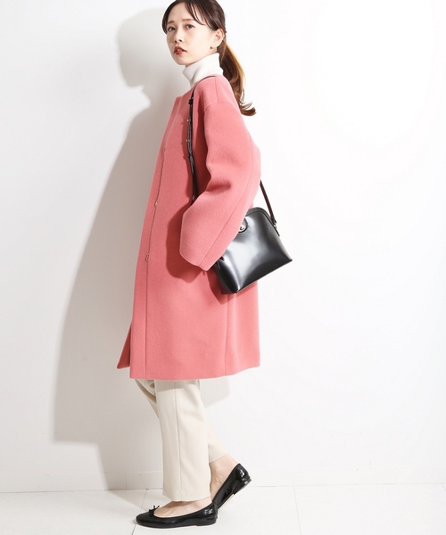 IENA（イエナ） ノーカラーコート 36 ピンク レディース : ZOZOTOWN